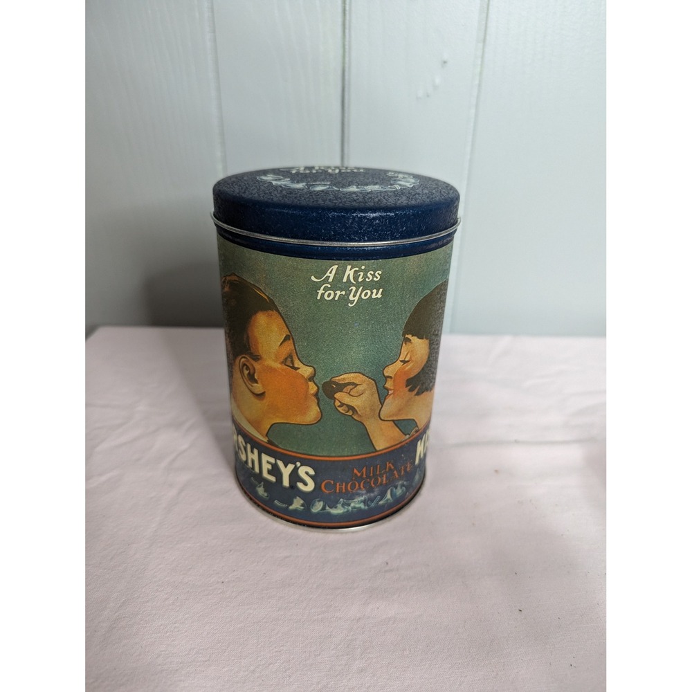 Vintage‎ design Hershey Kisses chocolates 1980's EMPTY canister tin